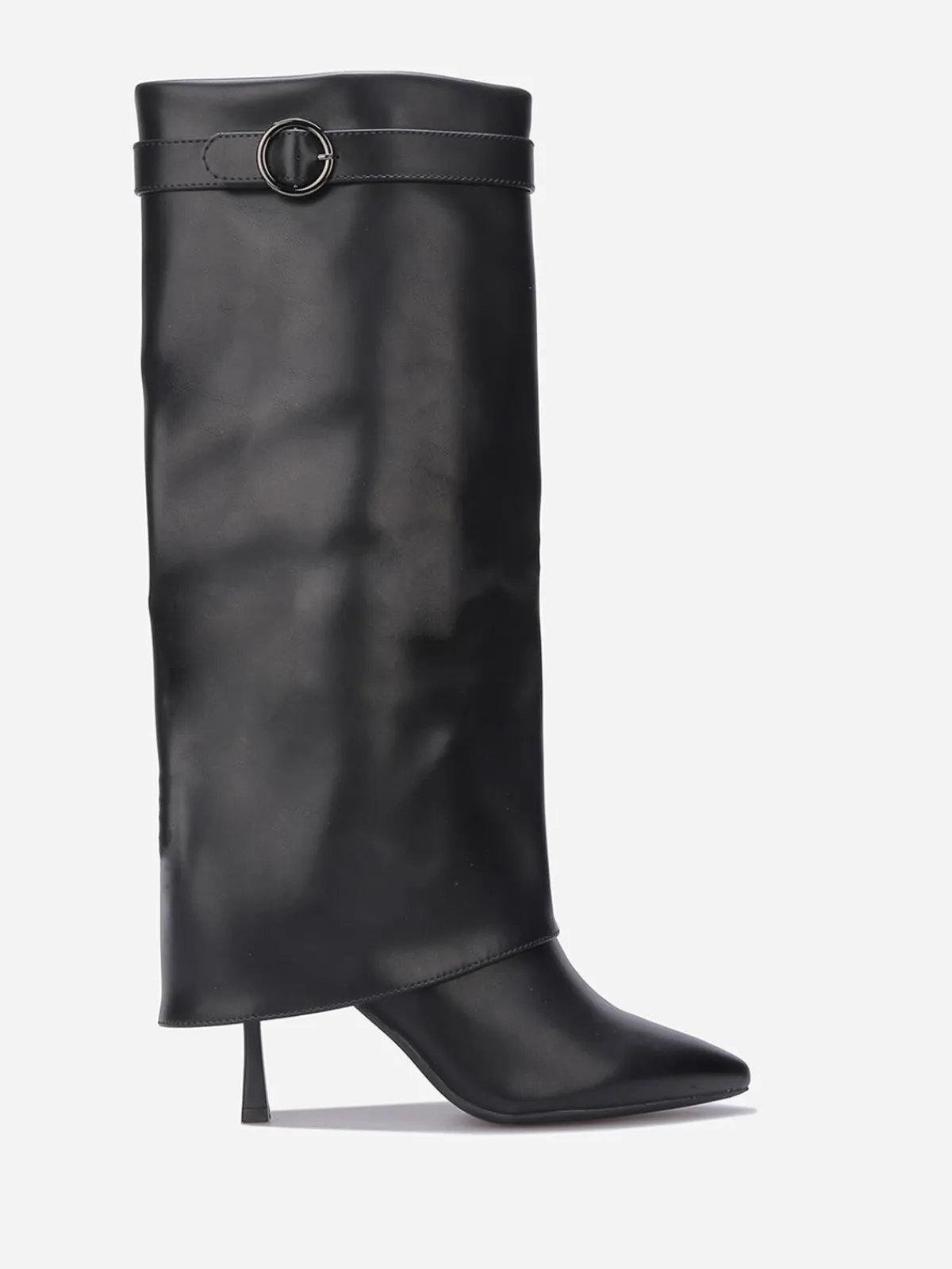 Clearance La Modeuse Bottes à talon fin et revers Noir