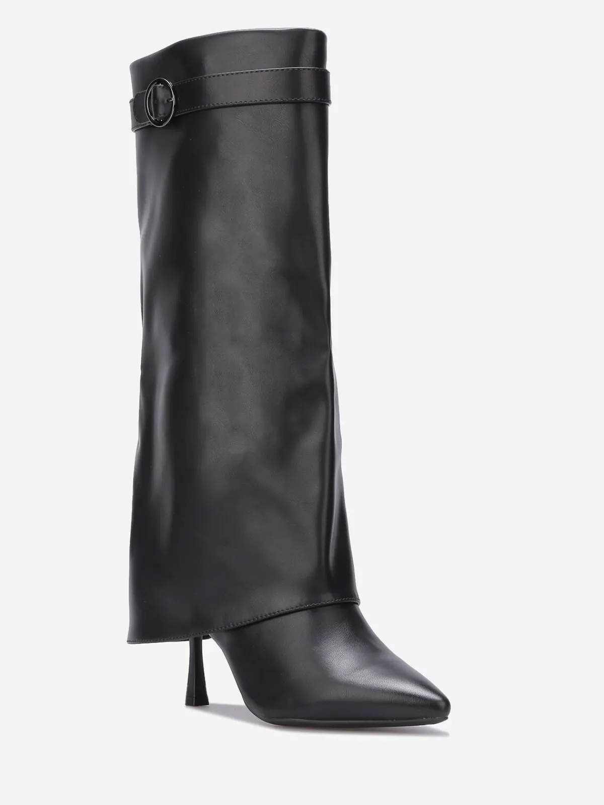 Clearance La Modeuse Bottes à talon fin et revers Noir