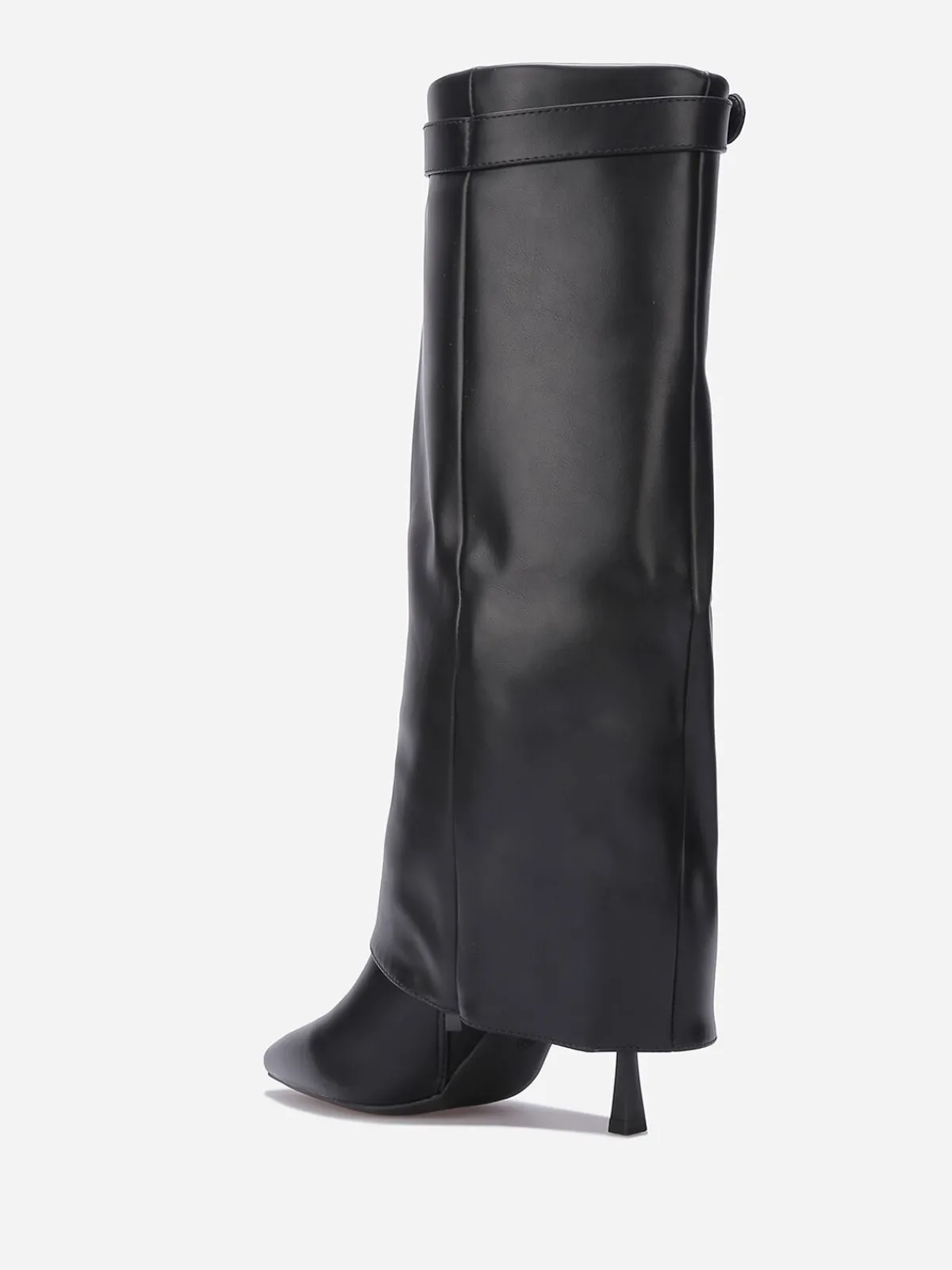 Clearance La Modeuse Bottes à talon fin et revers Noir