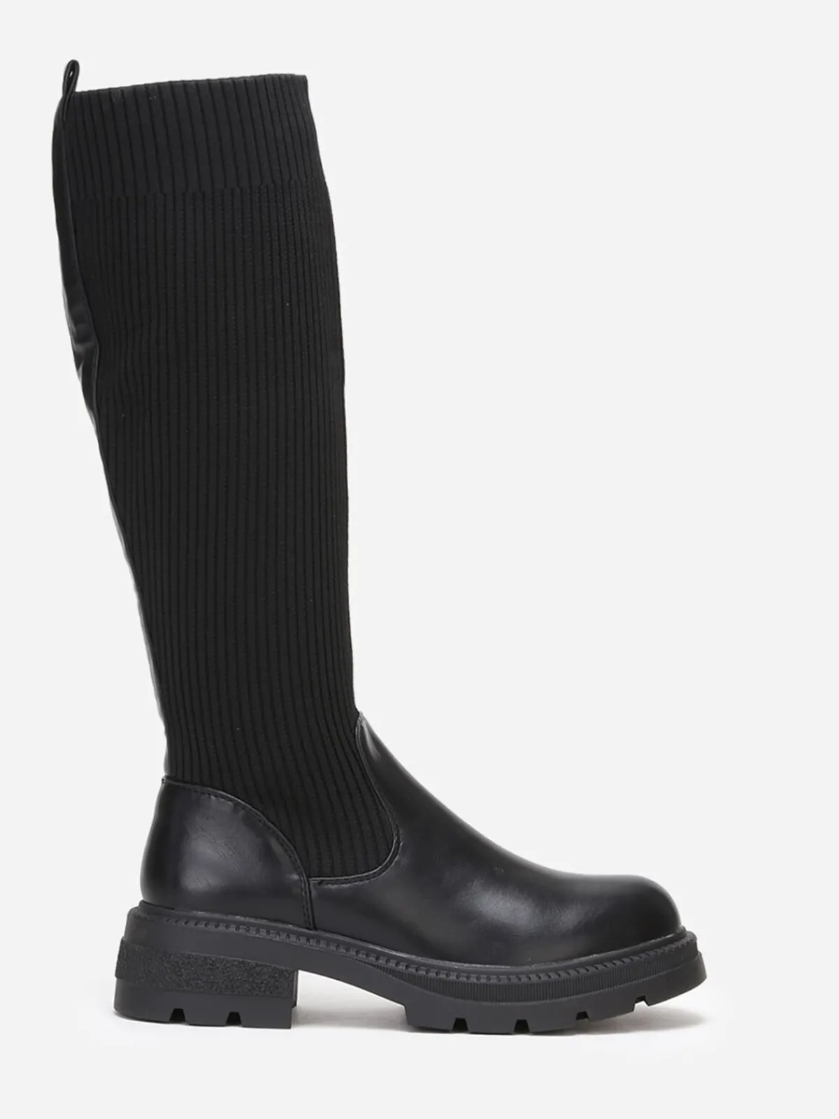 Sale La Modeuse Bottes bi-matières effet chaussettes Noir