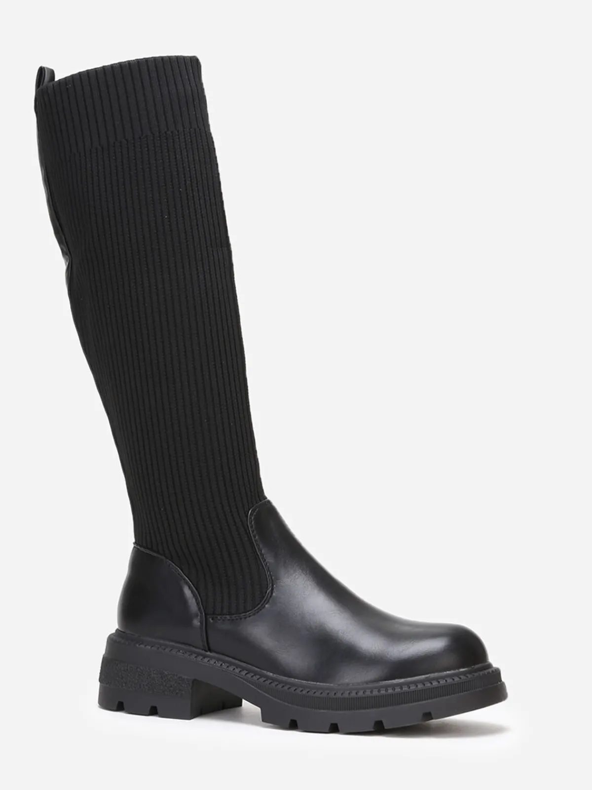 Sale La Modeuse Bottes bi-matières effet chaussettes Noir