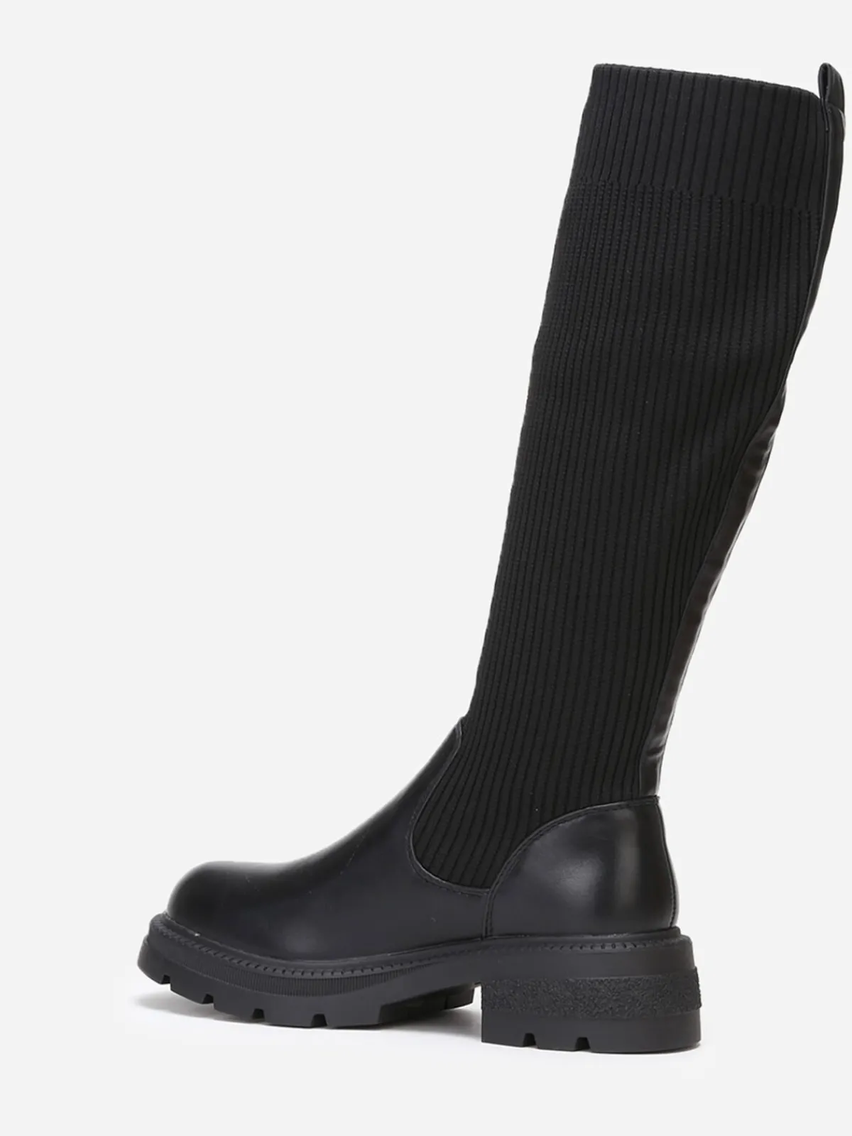 Sale La Modeuse Bottes bi-matières effet chaussettes Noir