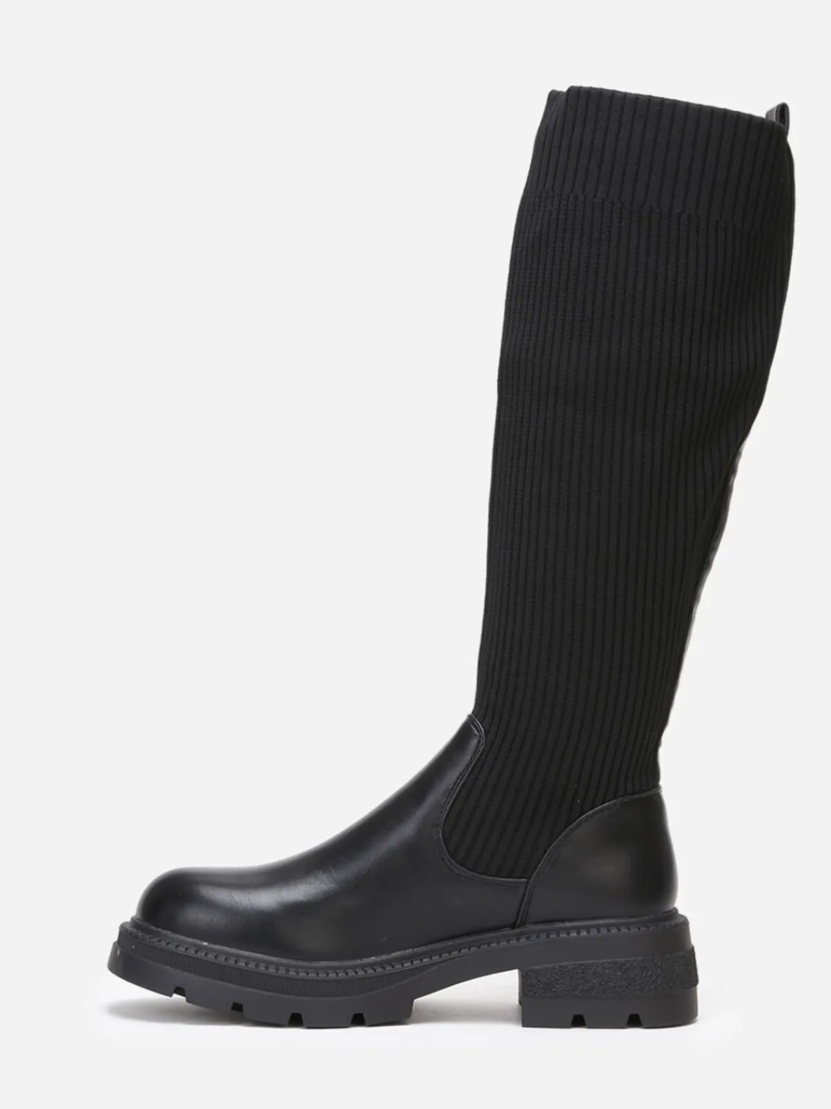 Sale La Modeuse Bottes bi-matières effet chaussettes Noir