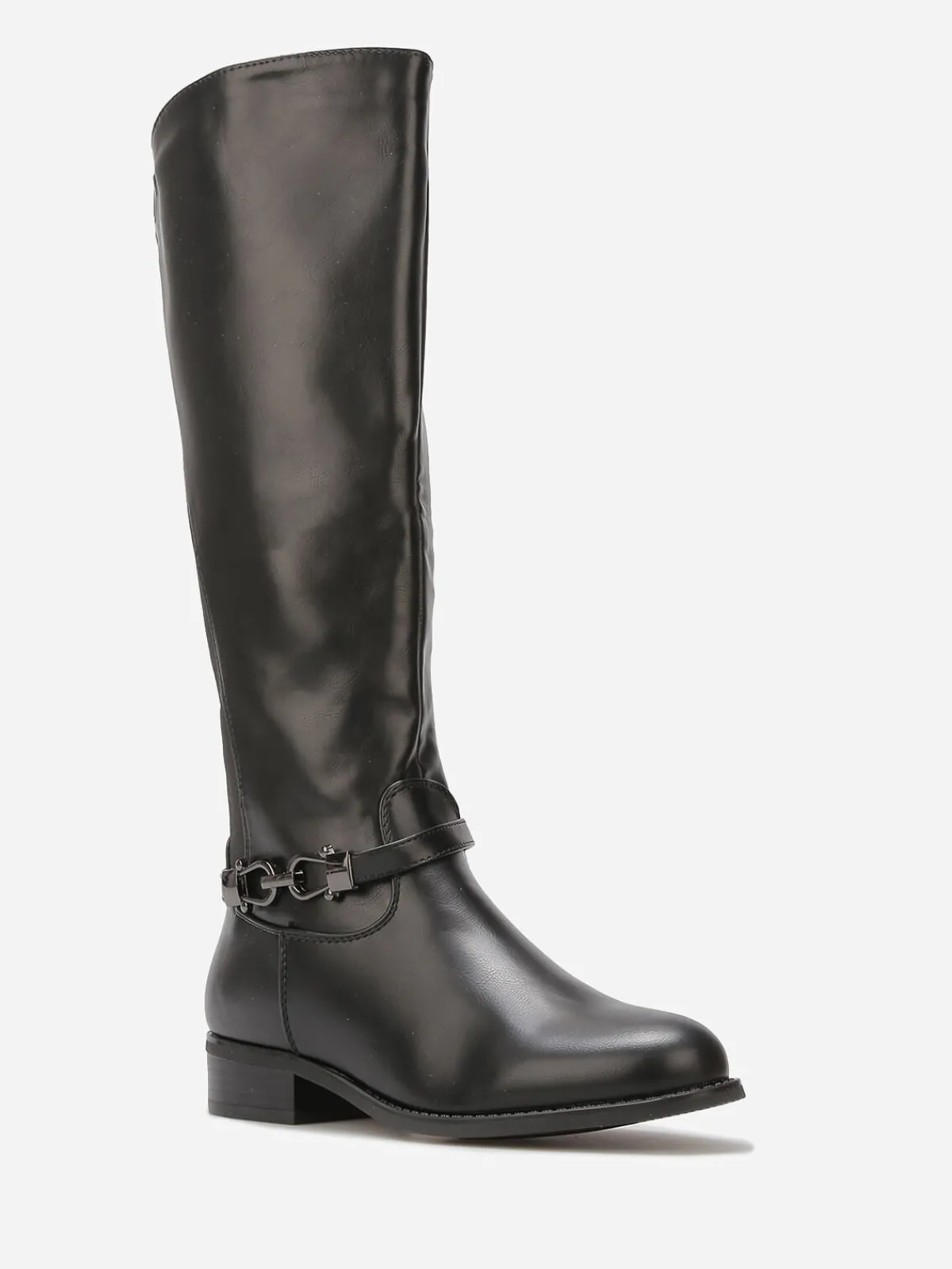 Online La Modeuse Bottes cavalières à boucle métallique Noir
