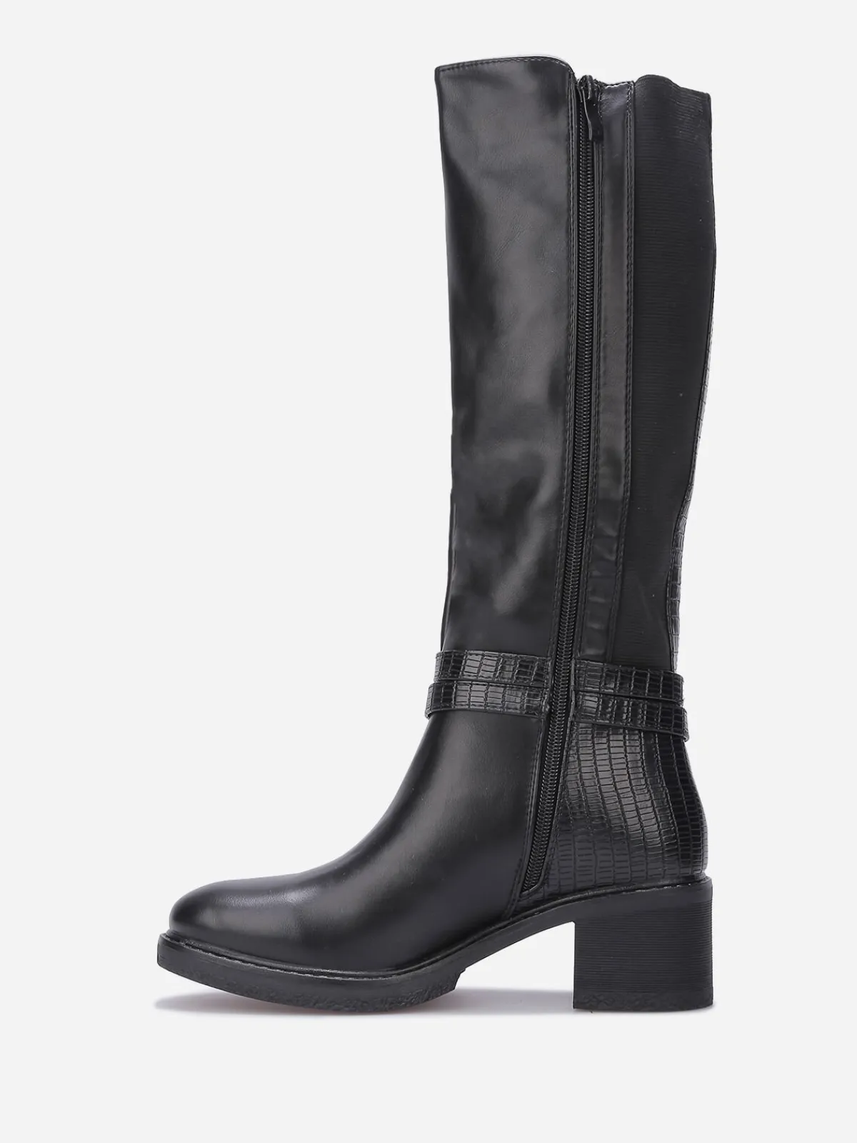 Online La Modeuse Bottes cavalières à bride nouée Noir