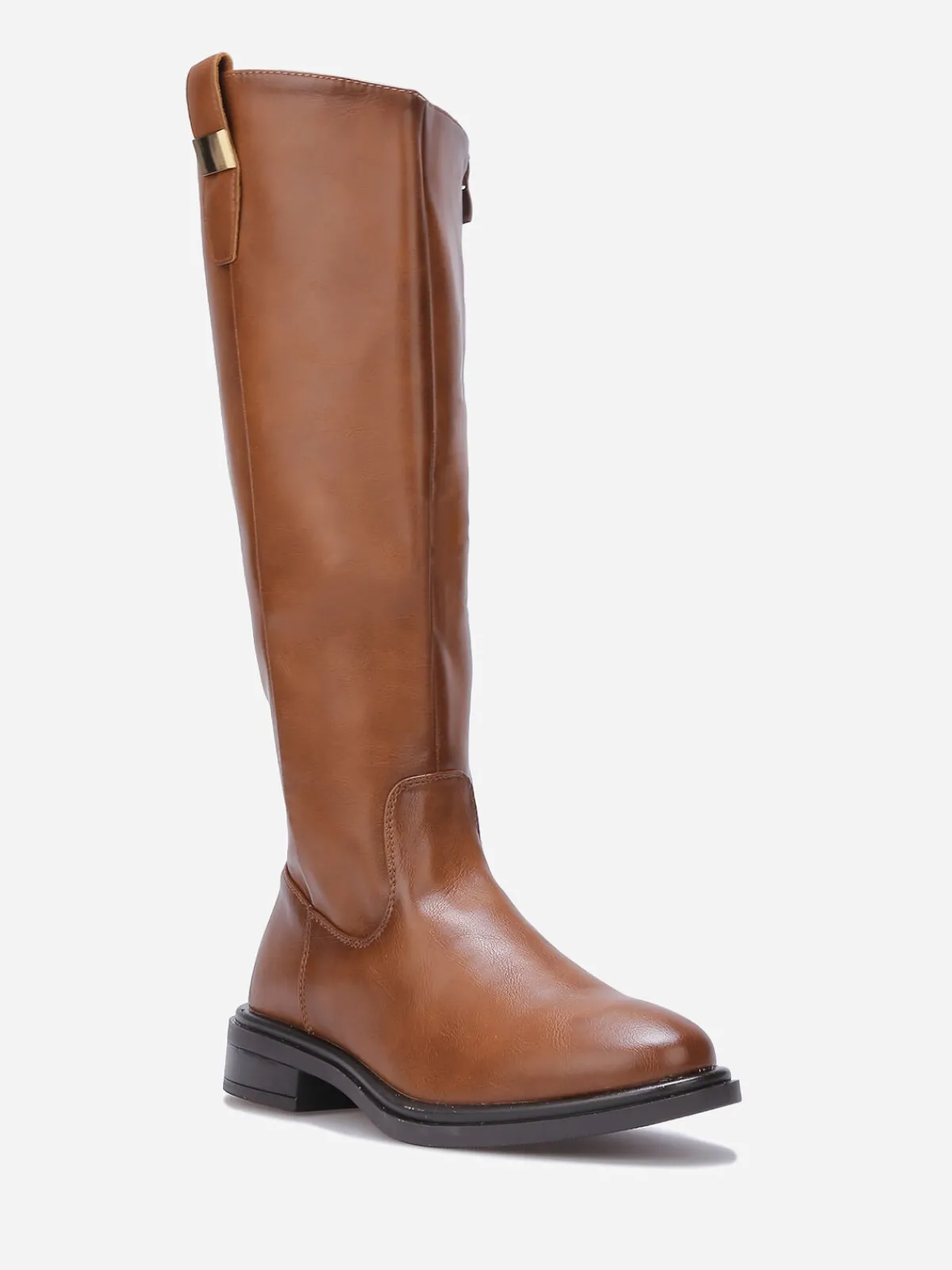 Sale La Modeuse Bottes cavalières à détail métallique Camel