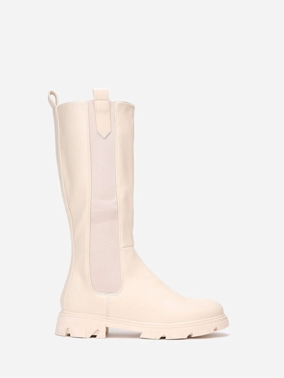 Outlet La Modeuse Bottes cavalières crantées grandes tailles Beige