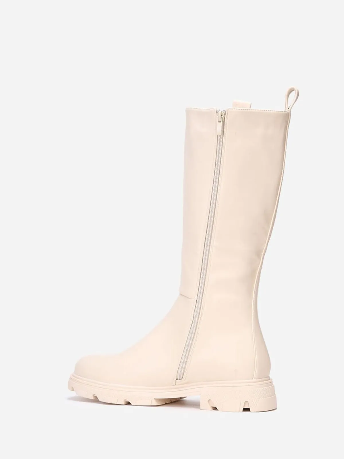 Outlet La Modeuse Bottes cavalières crantées grandes tailles Beige