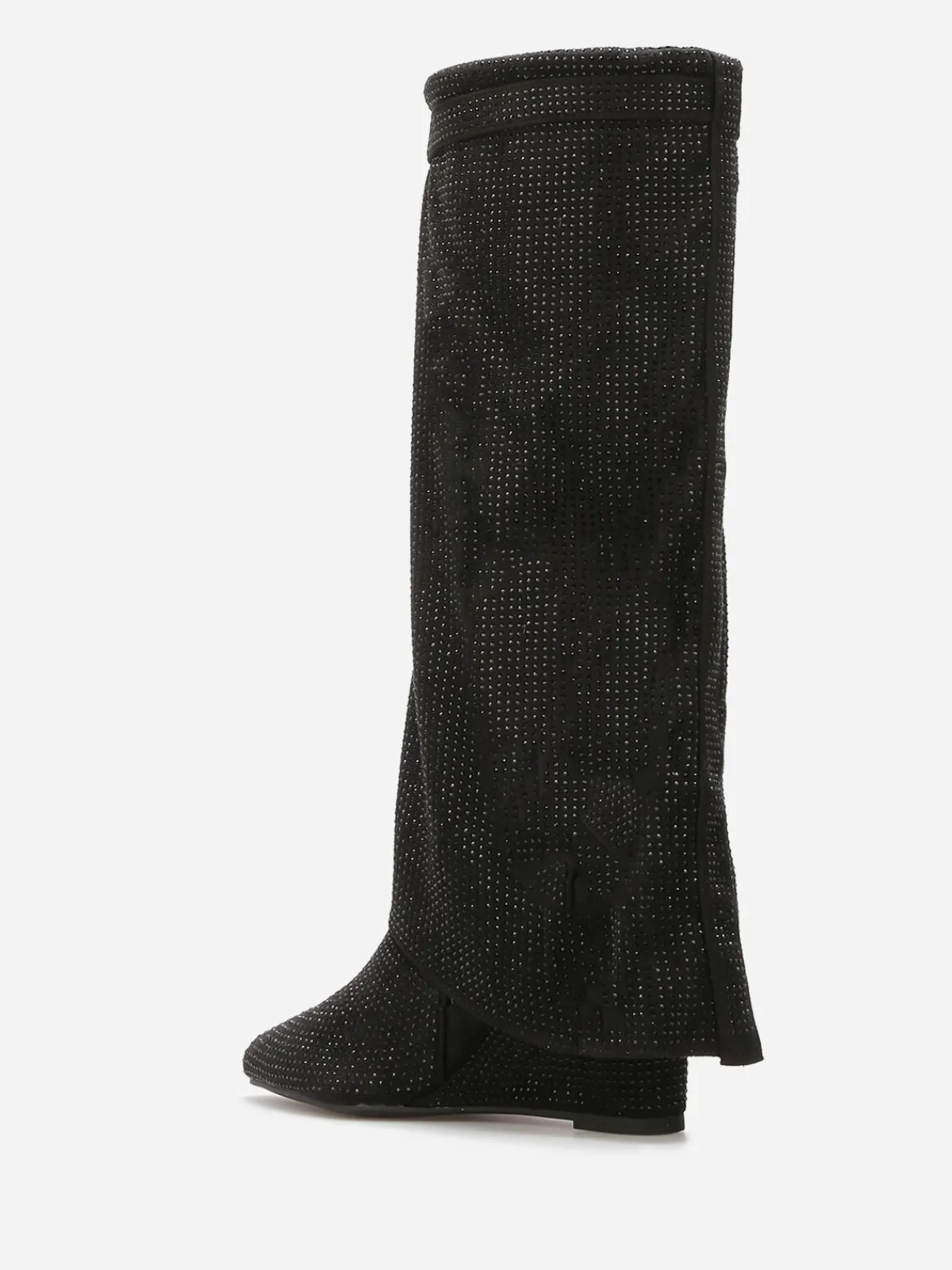 Hot La Modeuse Bottes compensées à revers et strass Noir