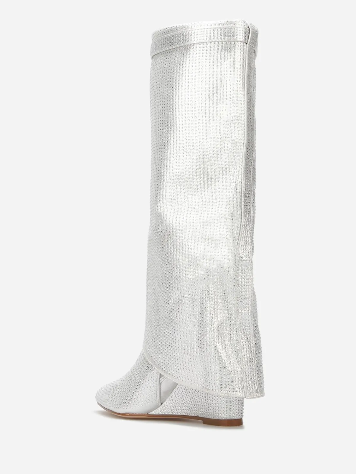 Hot La Modeuse Bottes compensées à revers et strass Argenté