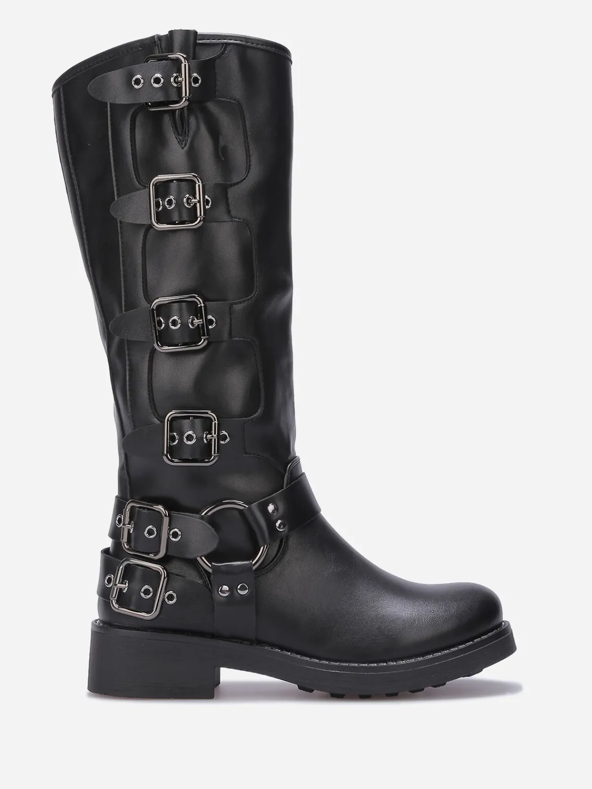 New La Modeuse Bottes en simili à multiples boucles Noir