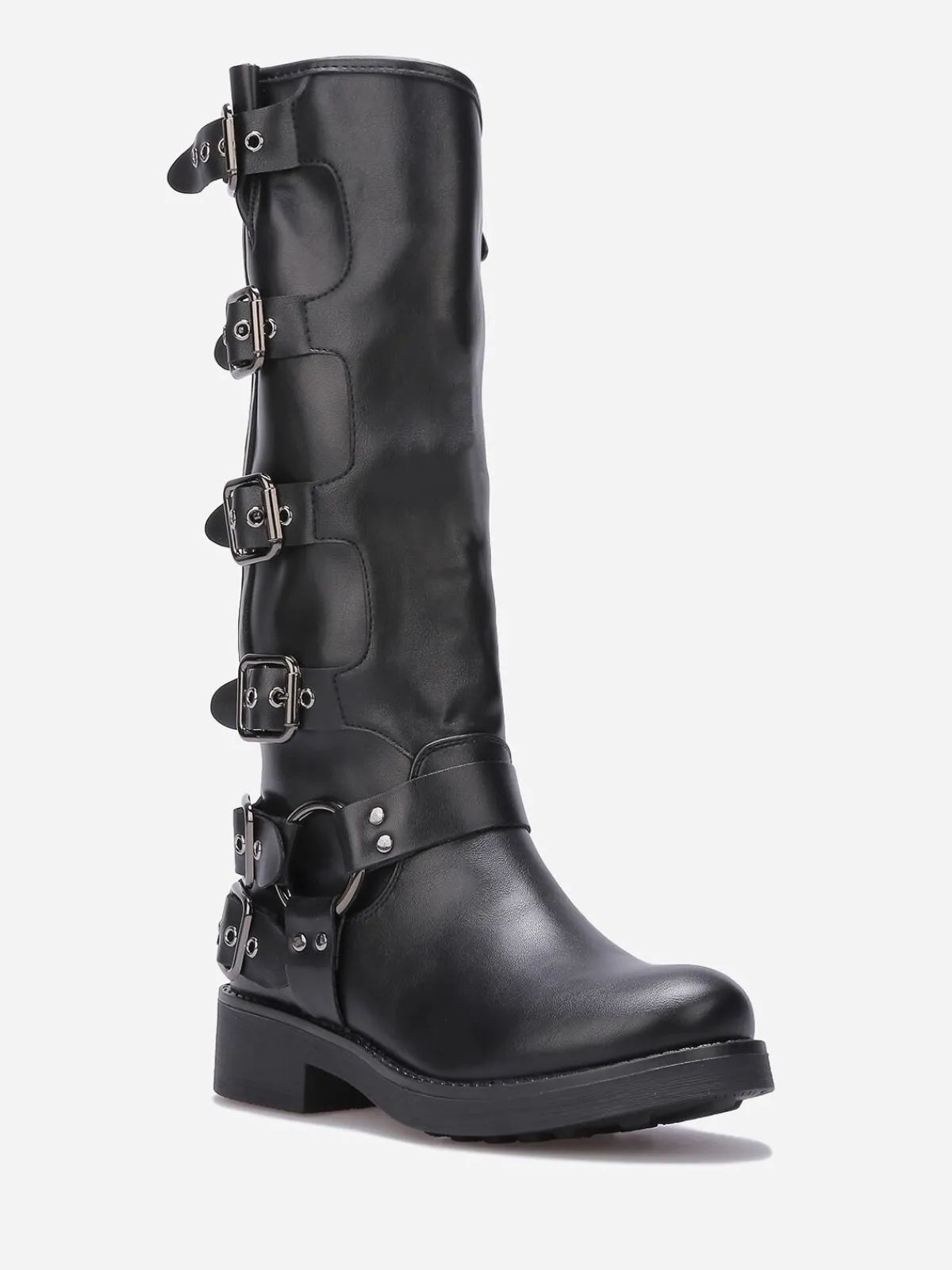 New La Modeuse Bottes en simili à multiples boucles Noir