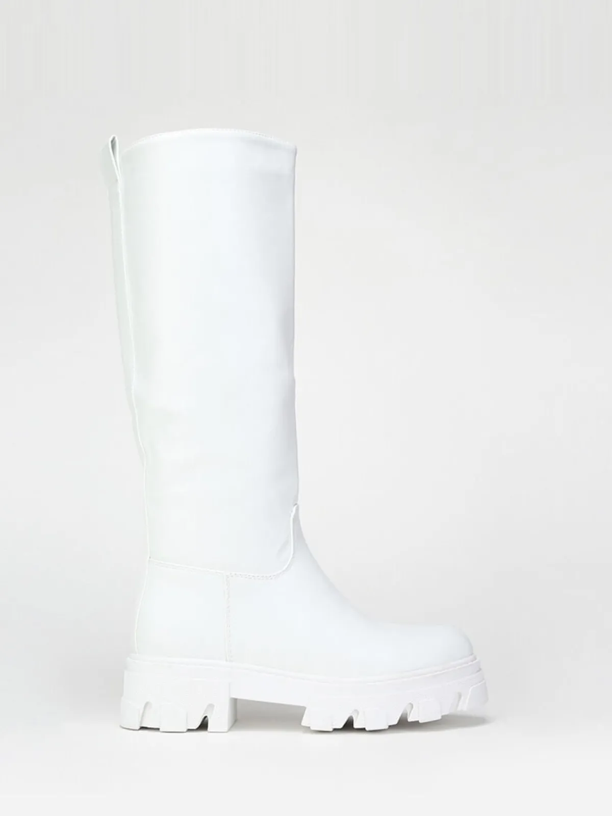 Discount La Modeuse Bottes en simili à semelle crantée Blanc