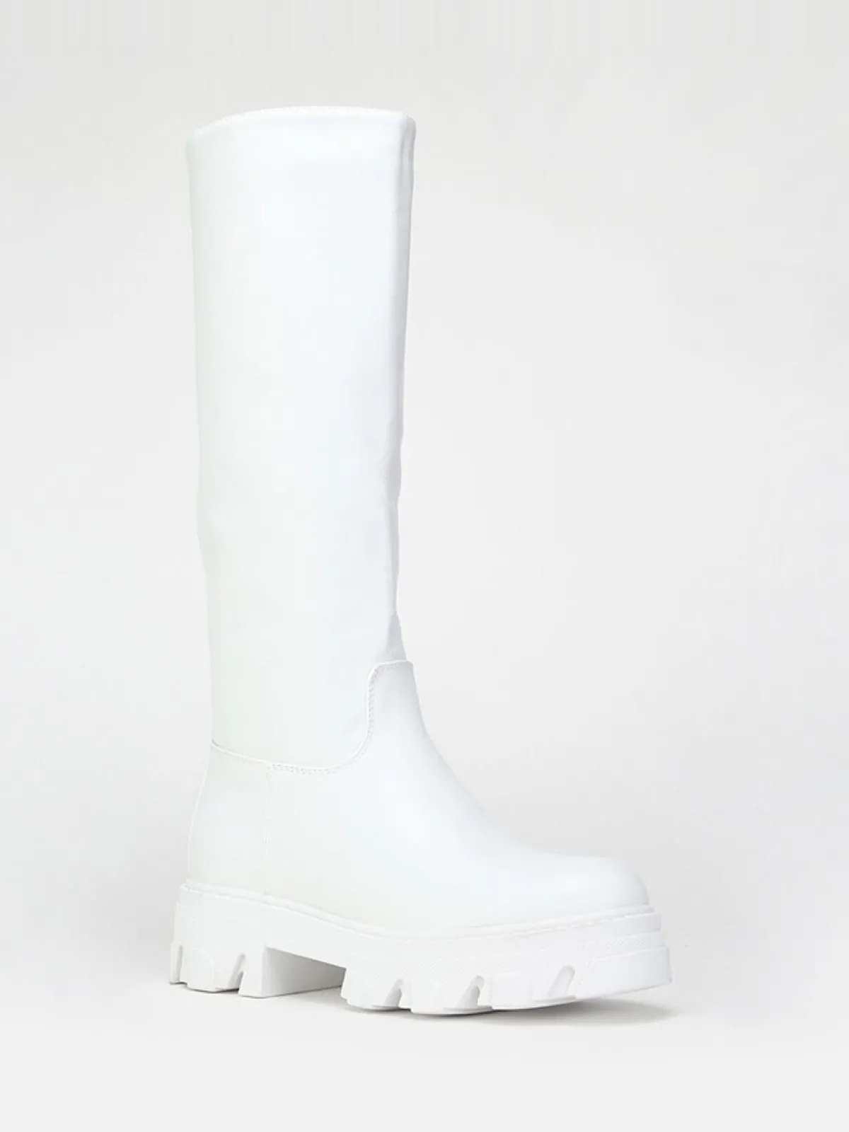 Discount La Modeuse Bottes en simili à semelle crantée Blanc