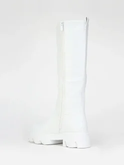 Discount La Modeuse Bottes en simili à semelle crantée Blanc