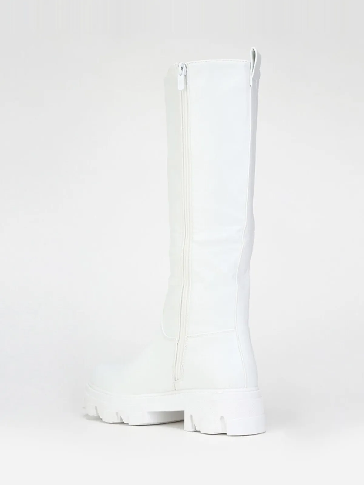 Discount La Modeuse Bottes en simili à semelle crantée Blanc