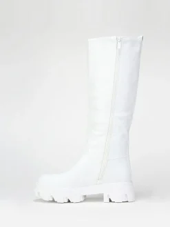Discount La Modeuse Bottes en simili à semelle crantée Blanc