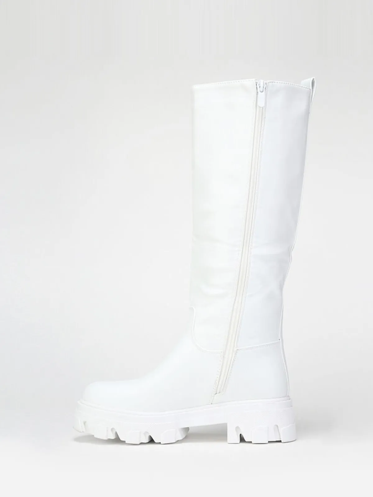 Discount La Modeuse Bottes en simili à semelle crantée Blanc