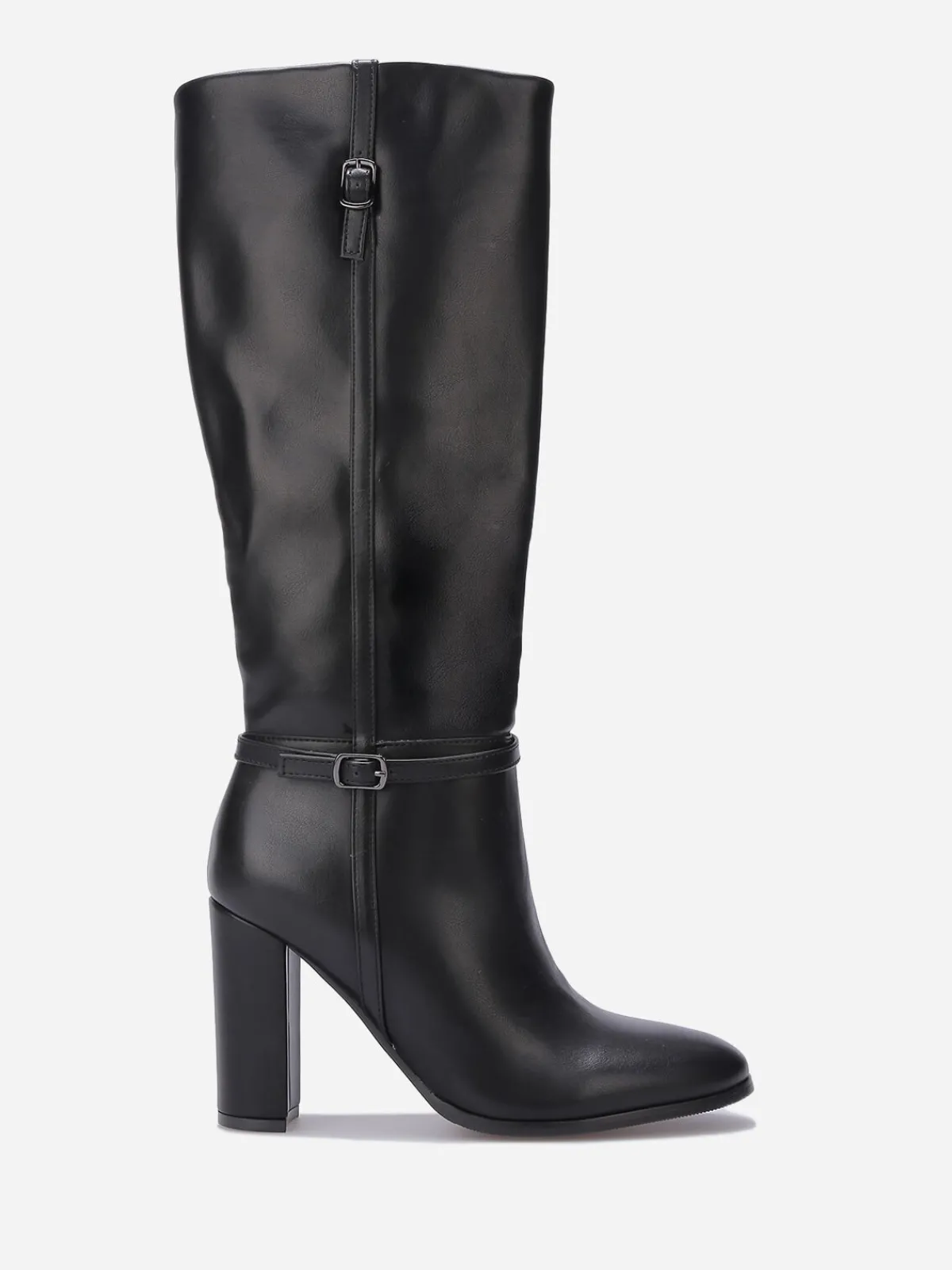 Sale La Modeuse Bottes en simili à talon et brides Noir