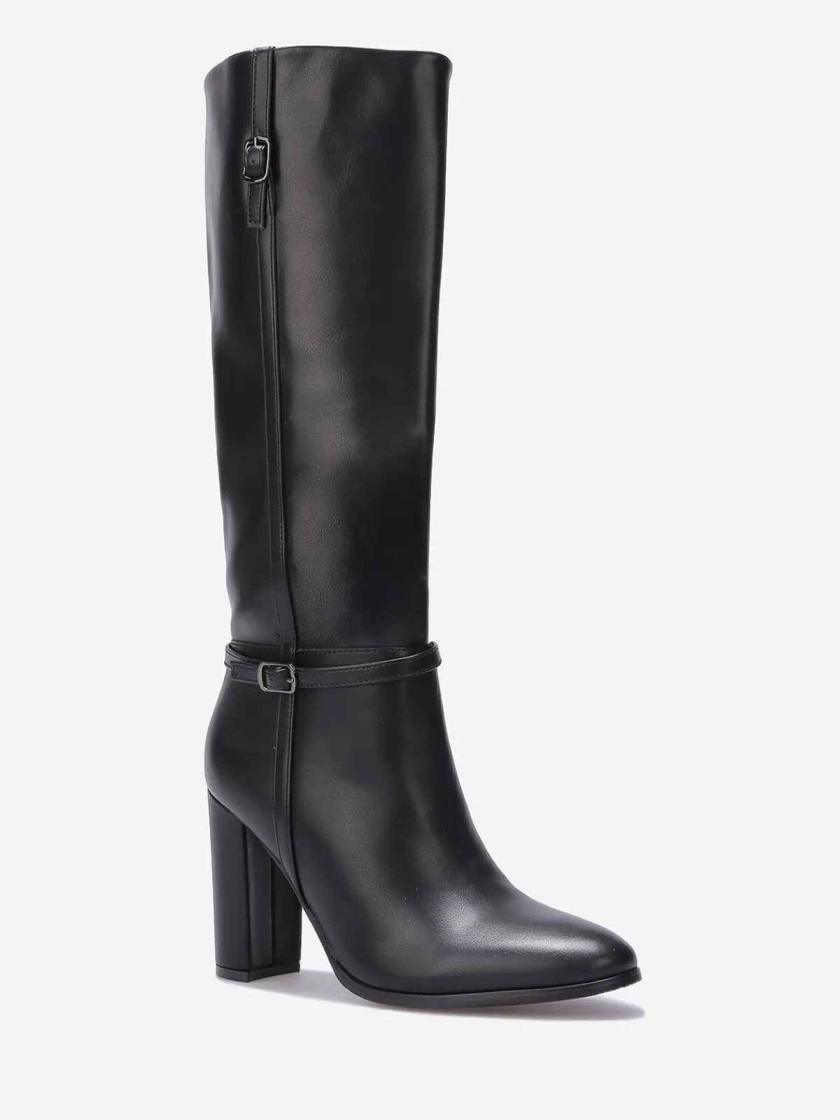 Sale La Modeuse Bottes en simili à talon et brides Noir