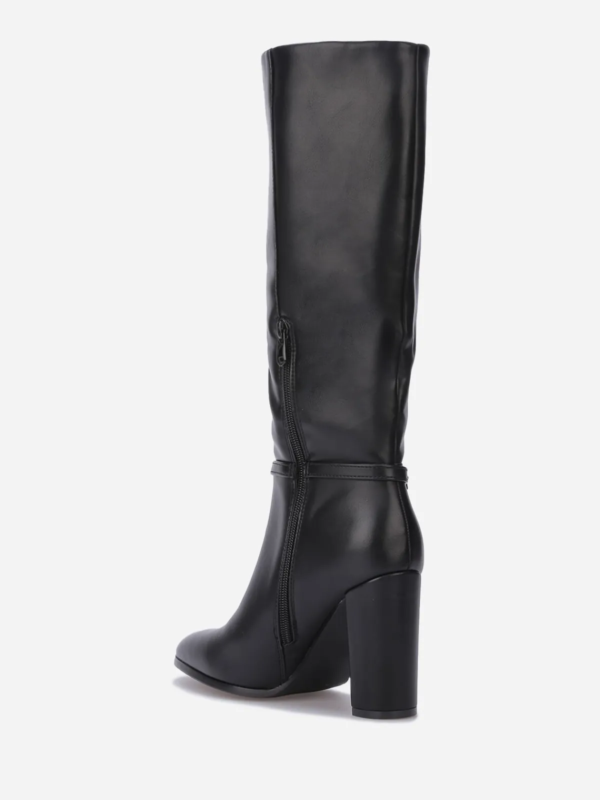 Sale La Modeuse Bottes en simili à talon et brides Noir