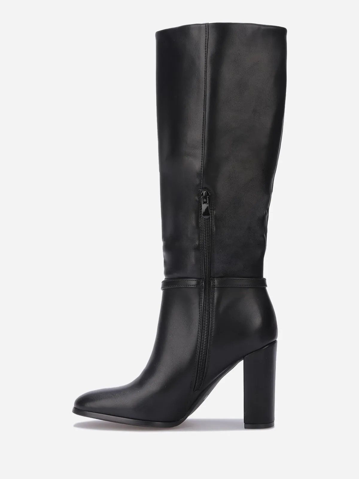Sale La Modeuse Bottes en simili à talon et brides Noir