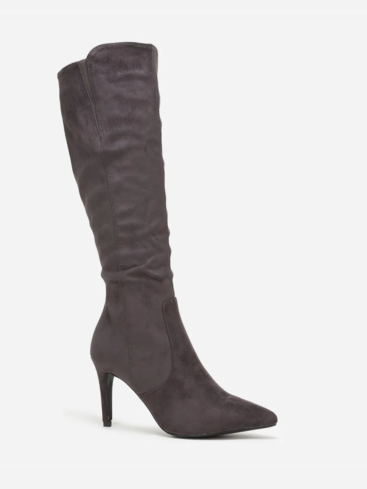 Sale La Modeuse Bottes en suédine à bout et talon pointus Gris