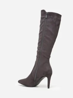 Sale La Modeuse Bottes en suédine à bout et talon pointus Gris
