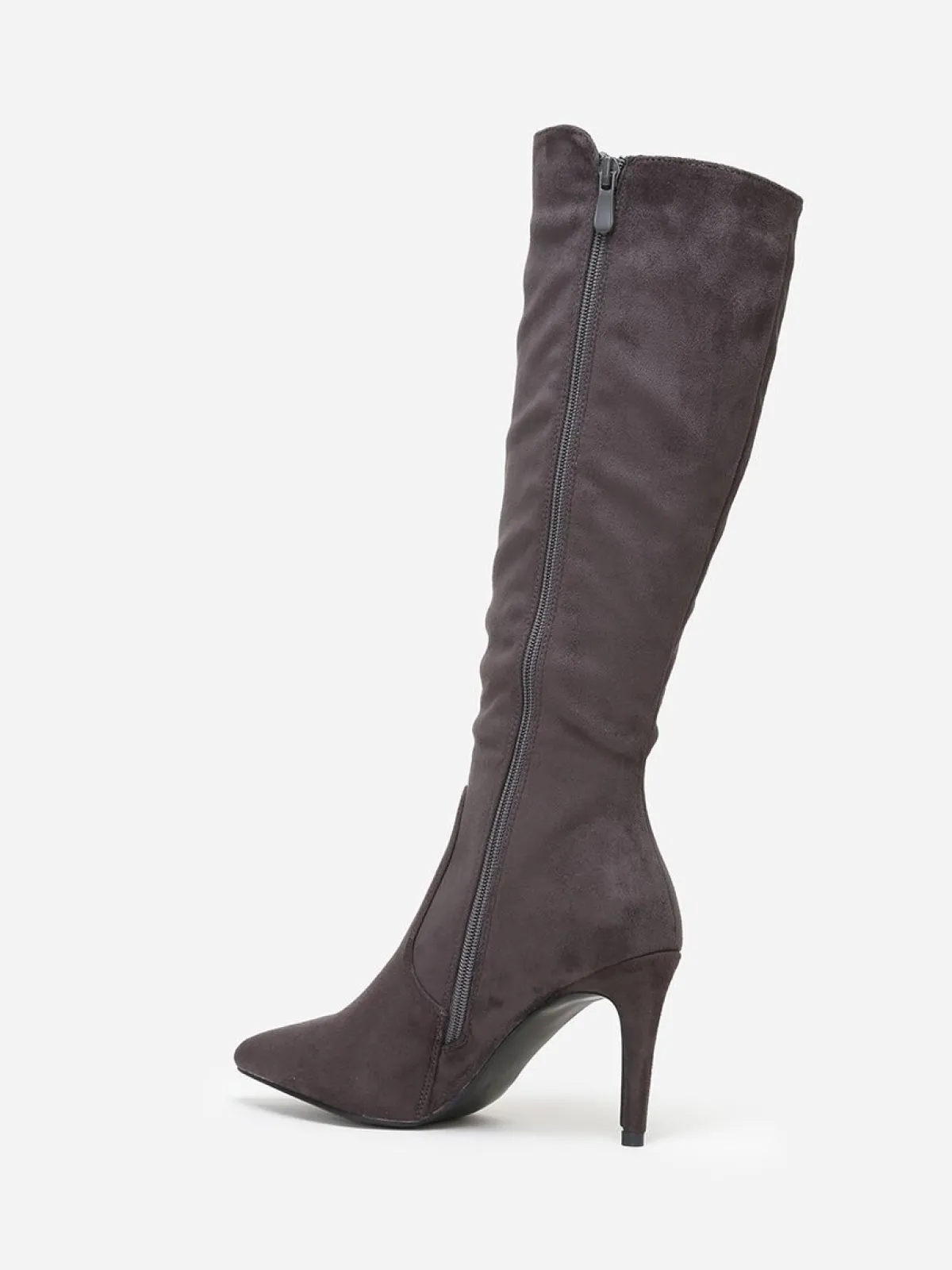 Sale La Modeuse Bottes en suédine à bout et talon pointus Gris