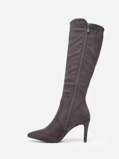 Sale La Modeuse Bottes en suédine à bout et talon pointus Gris