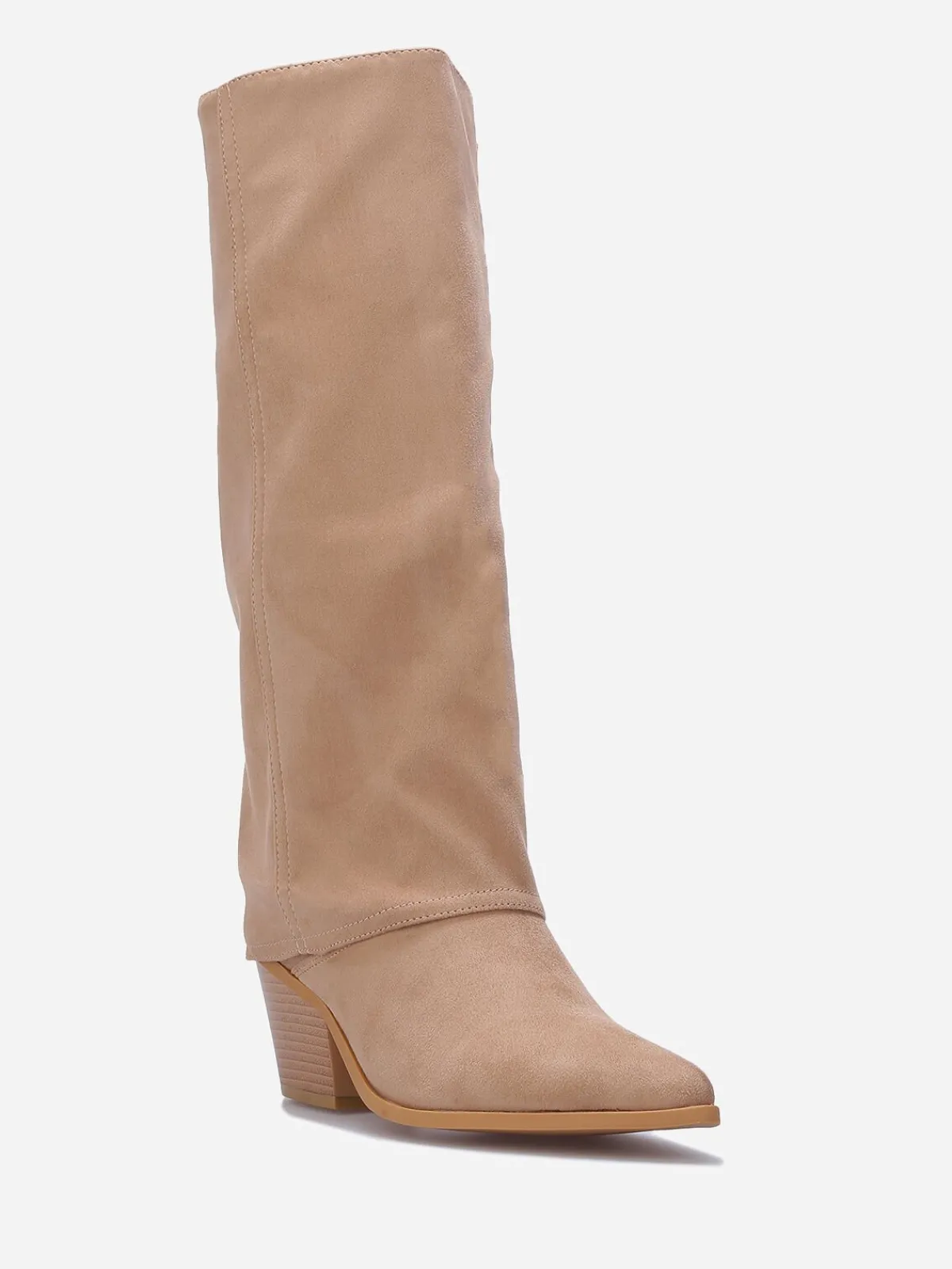 Sale La Modeuse Bottes en suédine à revers Taupe