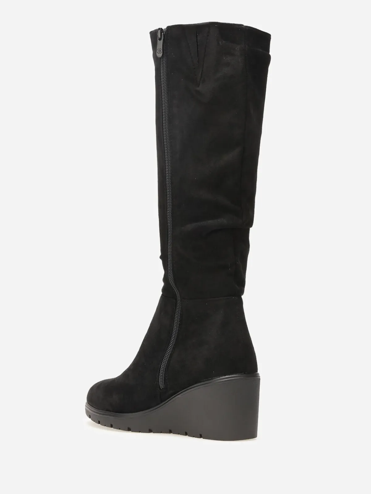 Sale La Modeuse Bottes plissées et compensées en suédine Noir