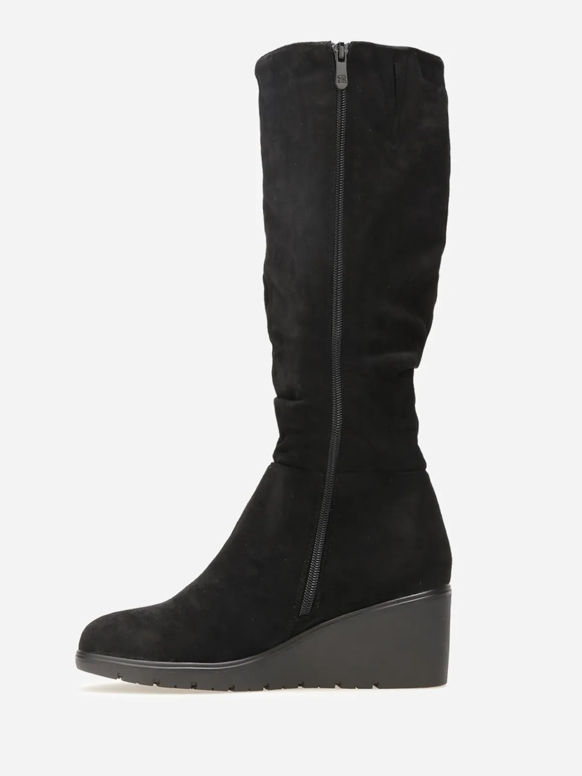 Sale La Modeuse Bottes plissées et compensées en suédine Noir