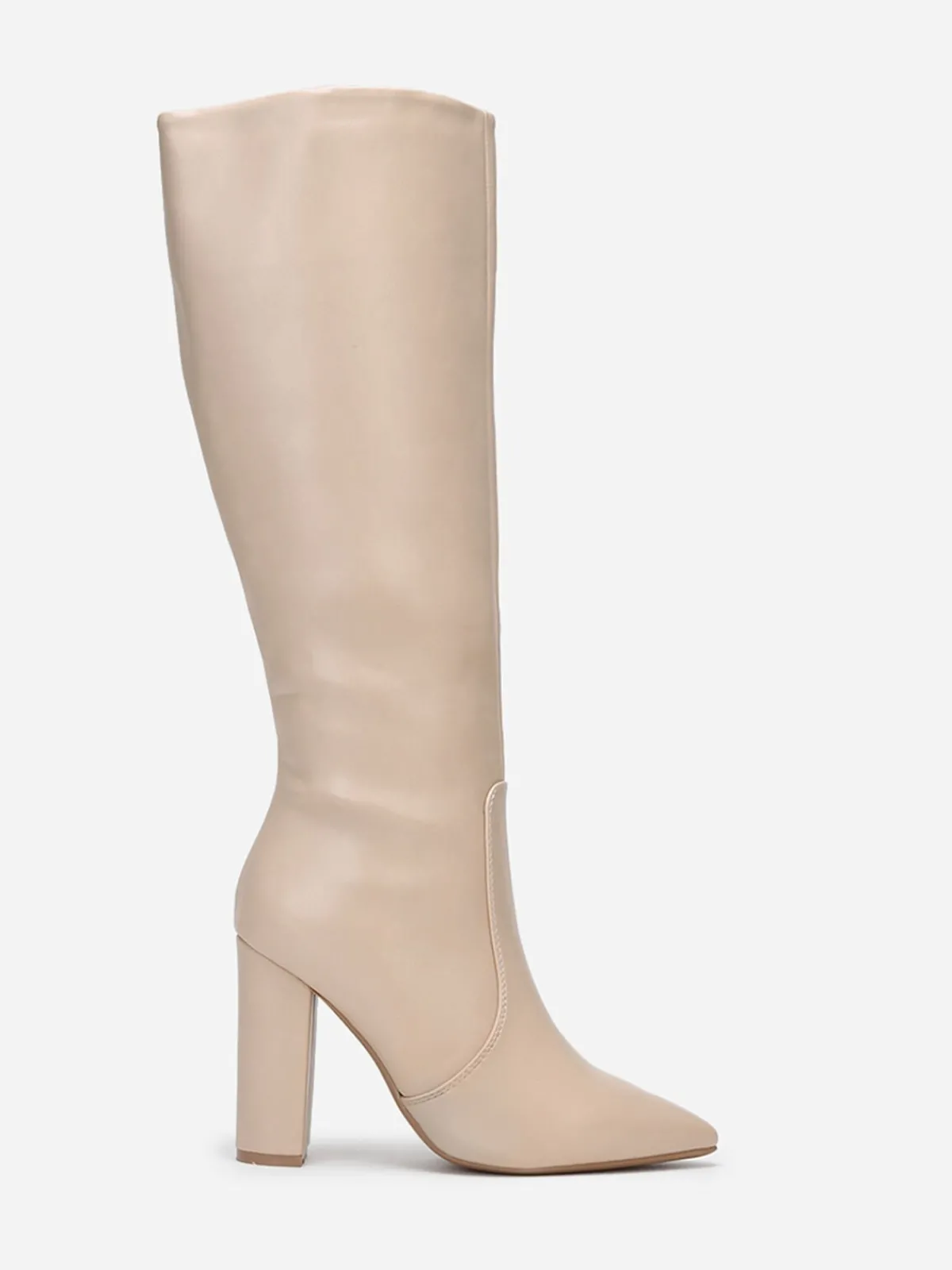 Sale La Modeuse Bottes pointues en simili rigide Beige