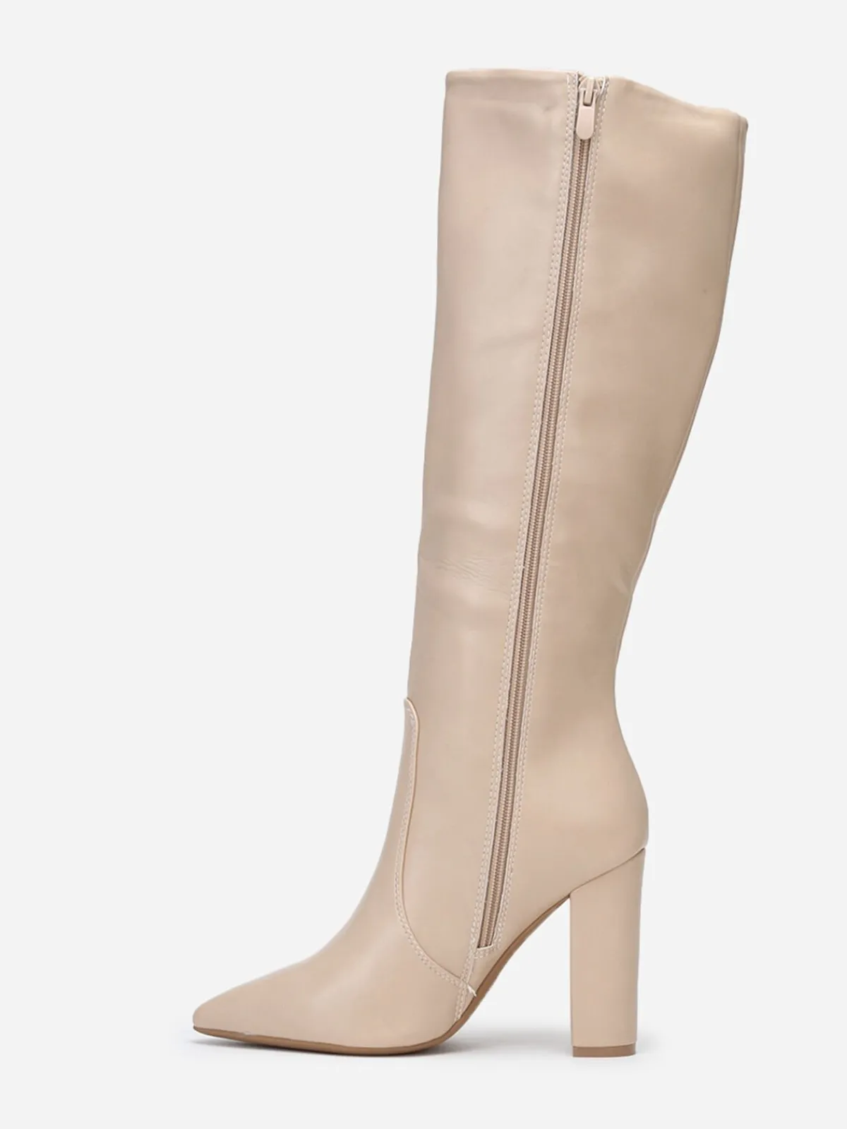 Sale La Modeuse Bottes pointues en simili rigide Beige