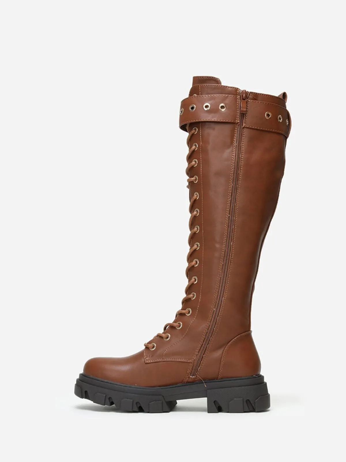 Clearance La Modeuse Bottes rangers crantées à boucle Camel