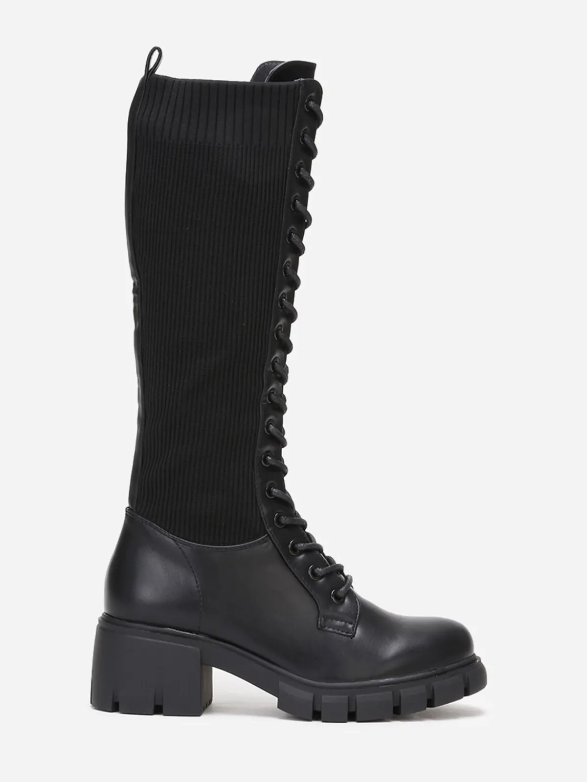 Outlet La Modeuse Bottes rangers crantées bi-matières Noir