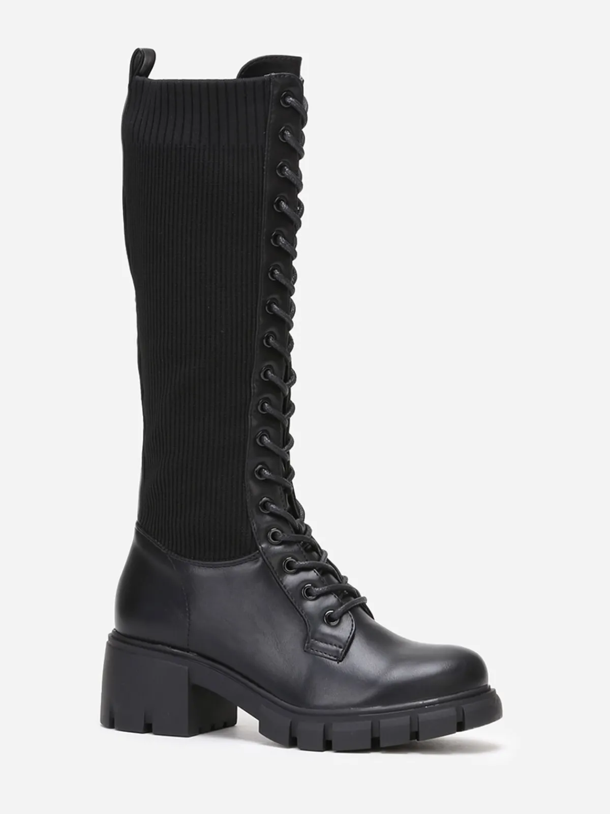 Outlet La Modeuse Bottes rangers crantées bi-matières Noir