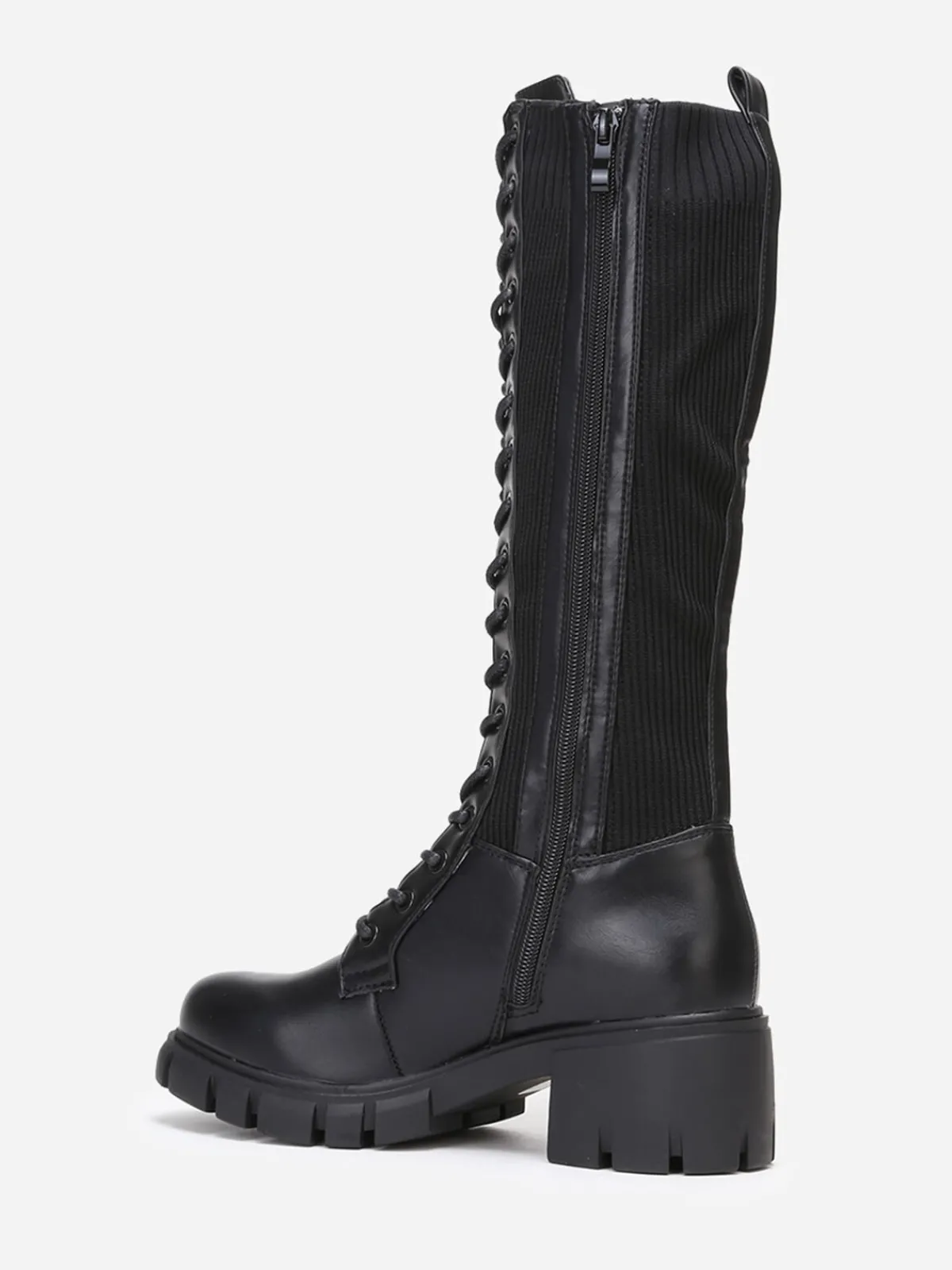 Outlet La Modeuse Bottes rangers crantées bi-matières Noir