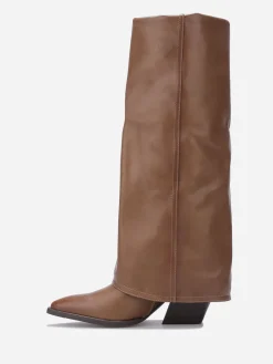 La Modeuse Bottes santiags à talon et revers Taupe