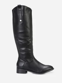 Online La Modeuse Bottes style cavalière à bout rond Noir