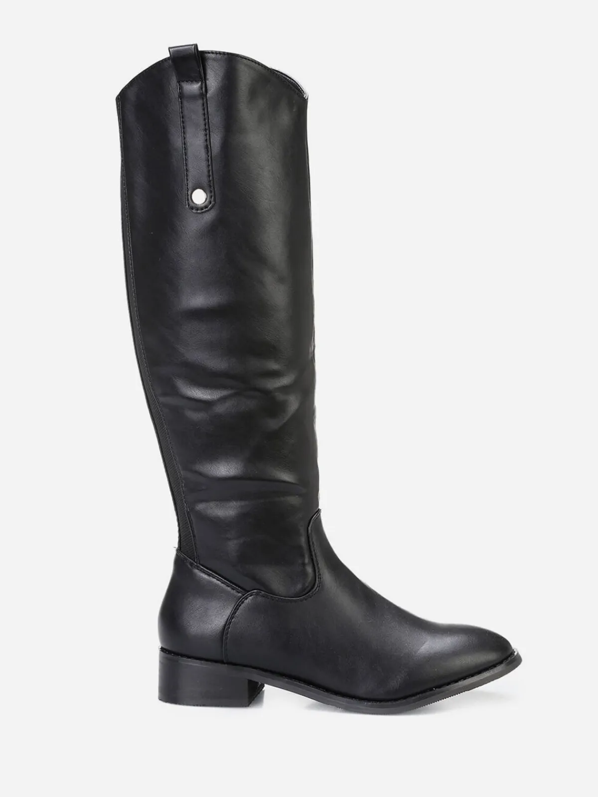 Online La Modeuse Bottes style cavalière à bout rond Noir