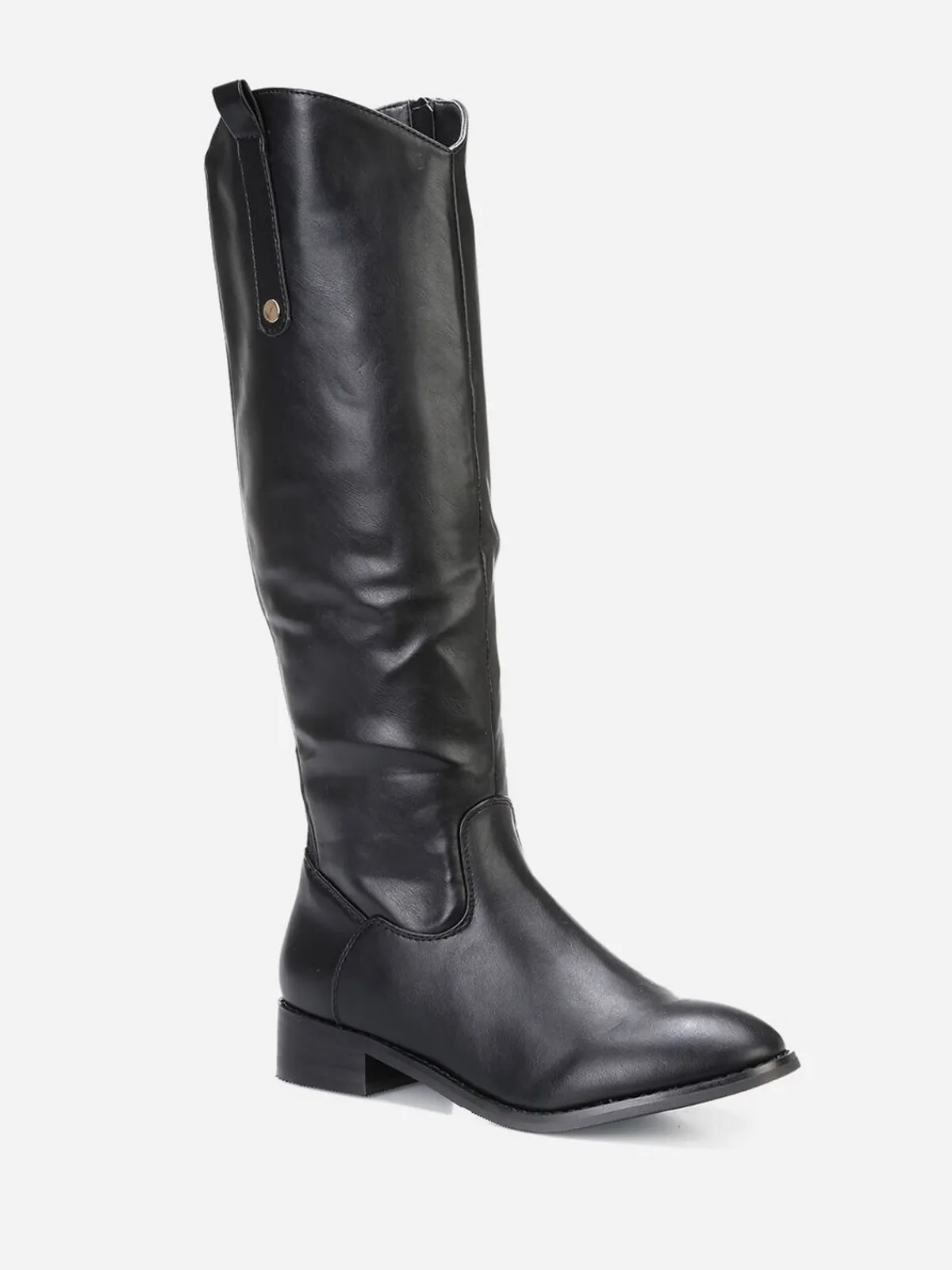 Online La Modeuse Bottes style cavalière à bout rond Noir