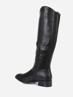 Online La Modeuse Bottes style cavalière à bout rond Noir