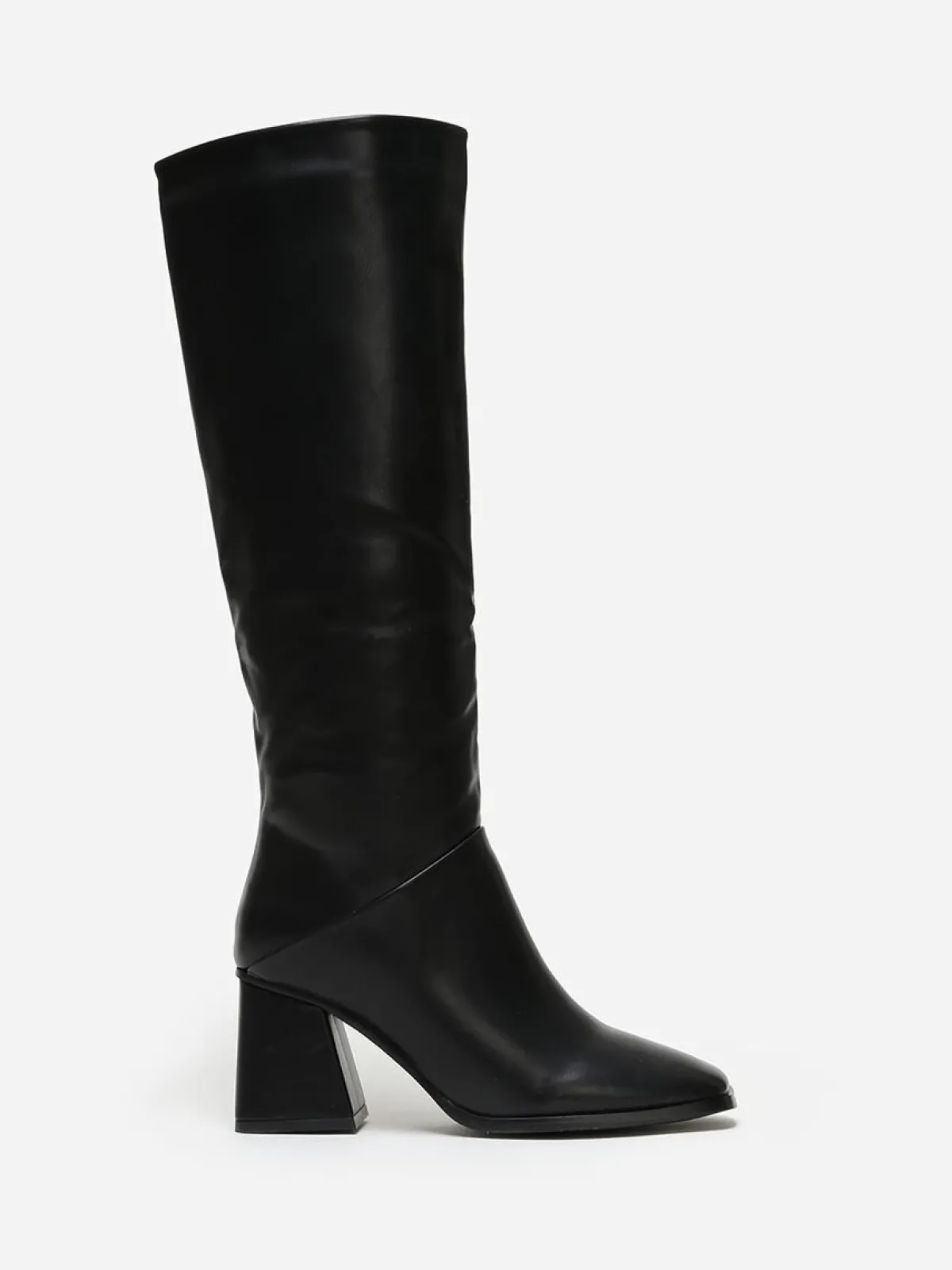 Hot La Modeuse Bottes talon trapèze et bout carré Noir