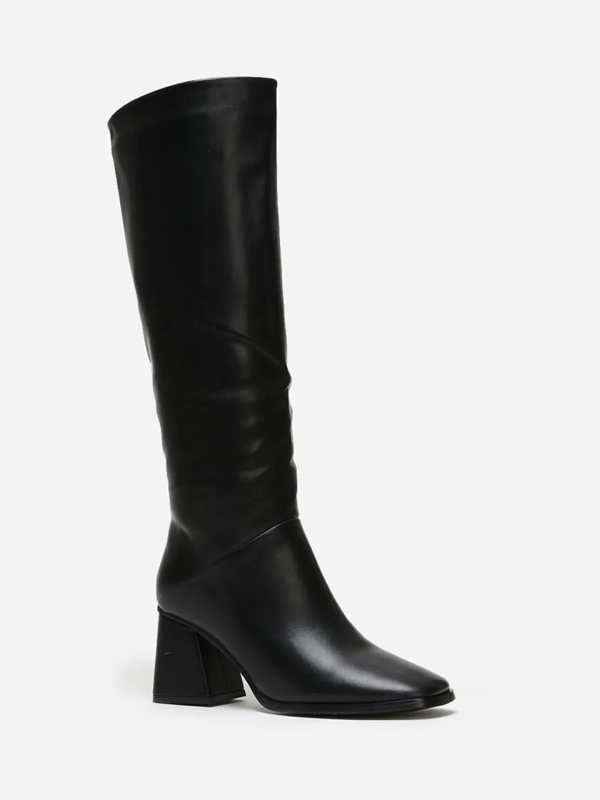 Hot La Modeuse Bottes talon trapèze et bout carré Noir
