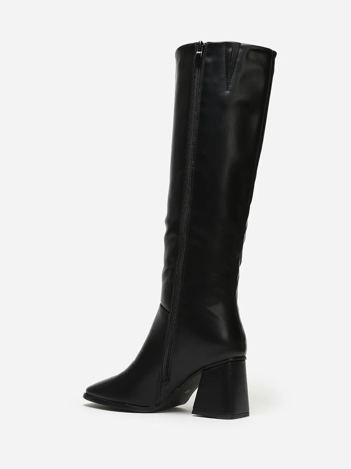 Hot La Modeuse Bottes talon trapèze et bout carré Noir