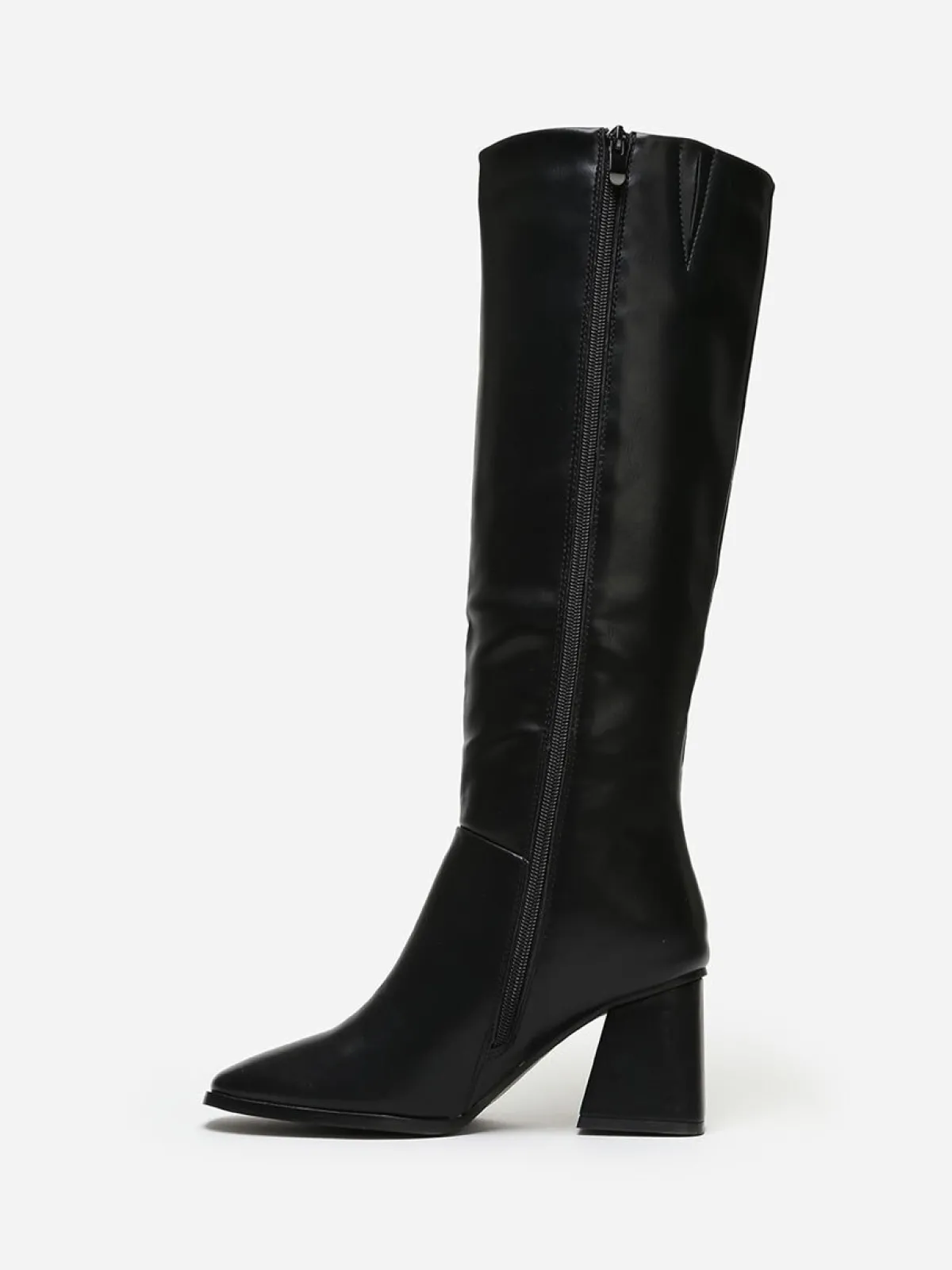 Hot La Modeuse Bottes talon trapèze et bout carré Noir