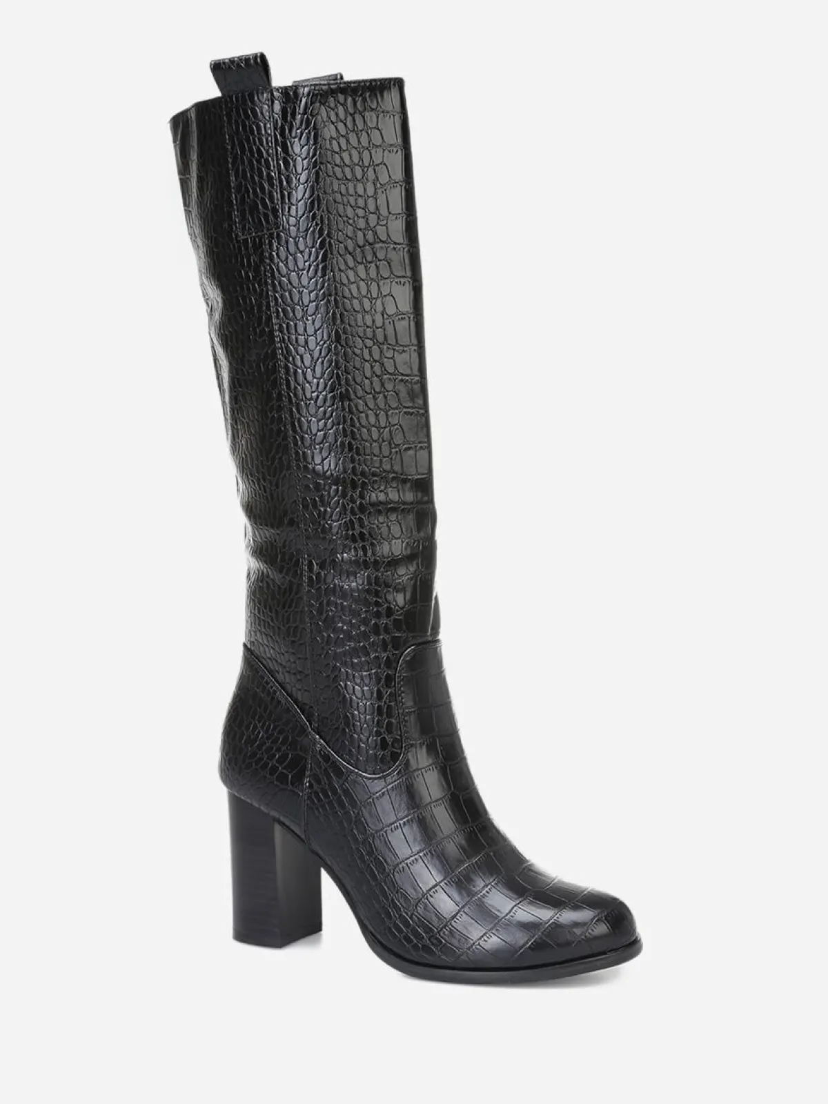 Best La Modeuse Bottes texturées à talon carré Noir
