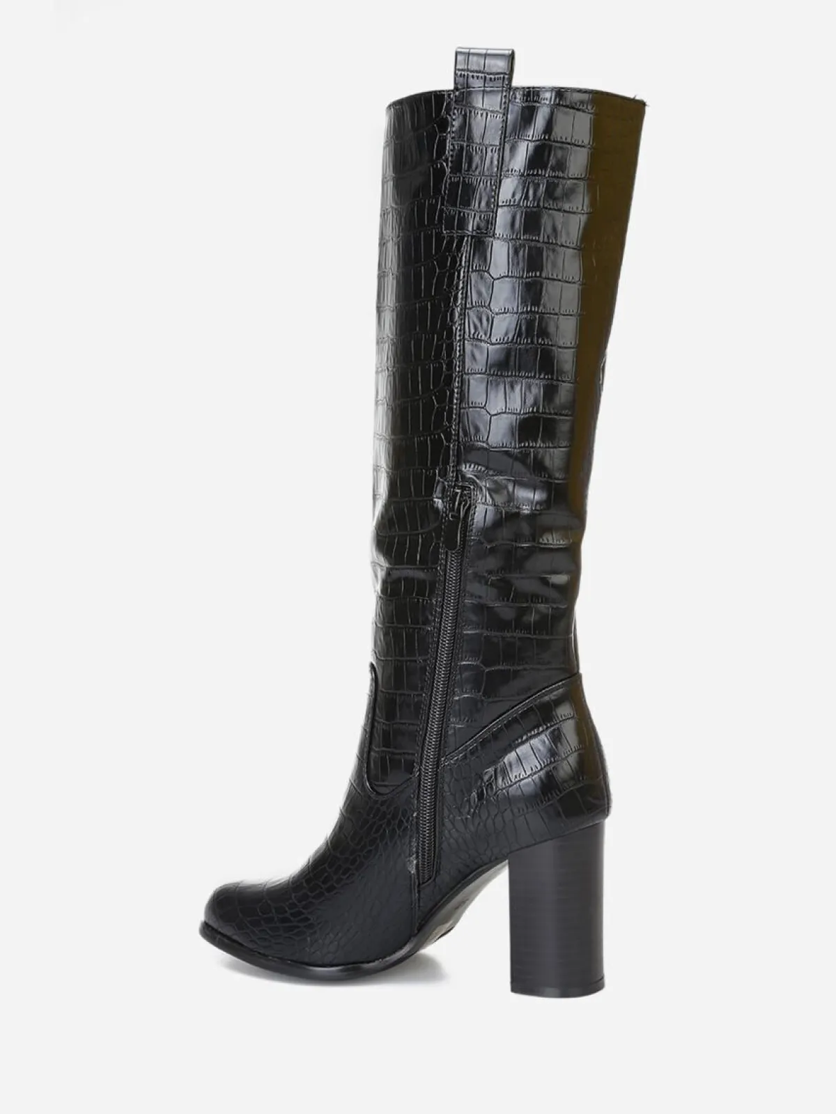Best La Modeuse Bottes texturées à talon carré Noir